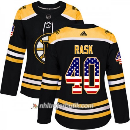 Dame Ishockey Boston Bruins Tröja Tuukka Rask 40 Adidas 2017-2018 Svart USA Flag Fashion Authentic